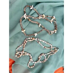 TWO Vintage Sea Shell Necklaces Boho Beach Theme